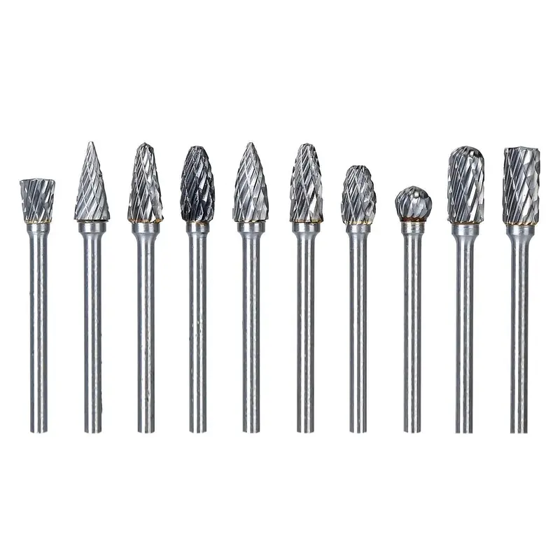 10-Piece Double-Cut Carbide Rotary Burr Set For Die Grinders 1