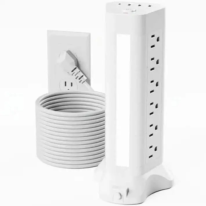 22-In-1 Expandable Power Strip Tower – 9 Ac Sockets, 4 Usb Charging Ports, 10-Foot Extension, And Multi-Color Night Light 1