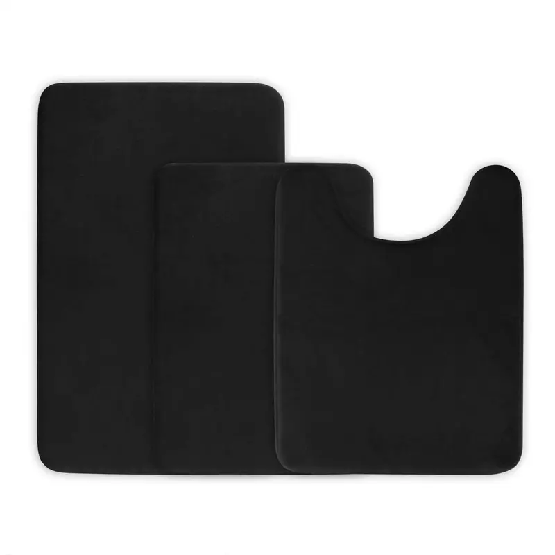 3-Piece Plush Velvet Bathroom Rug Set – Absorbent And Non-Slip 1