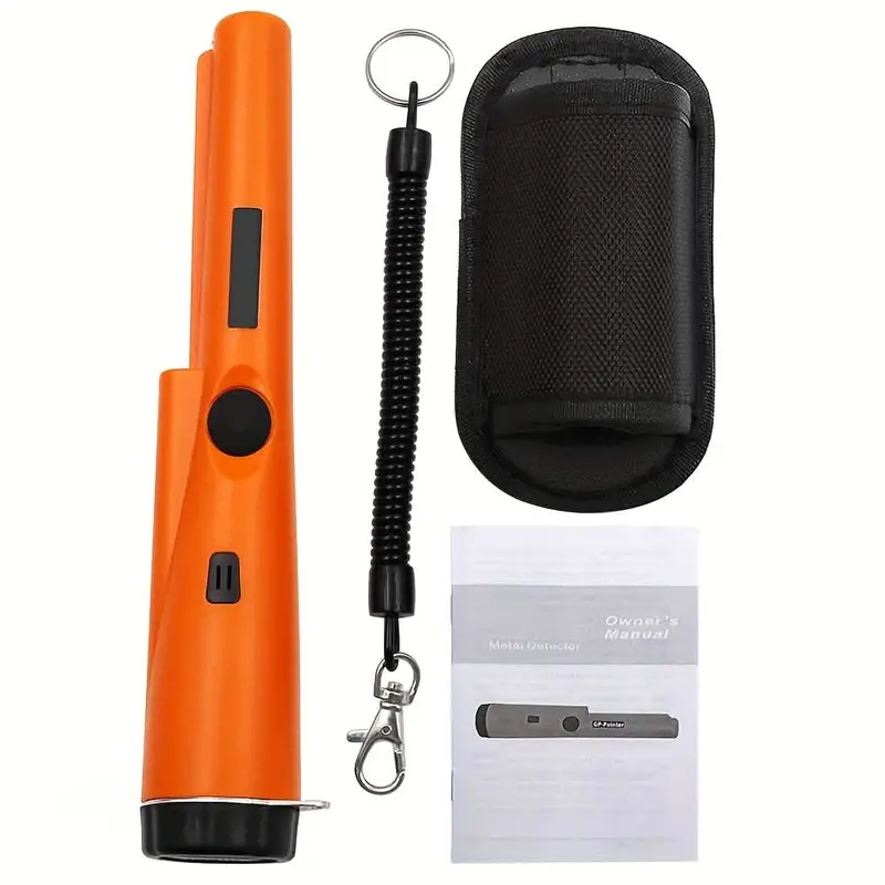 360-Degree Pinpoint Metal Detector – Led Display, Vibration Alert & Carry Holster (Orange) 1