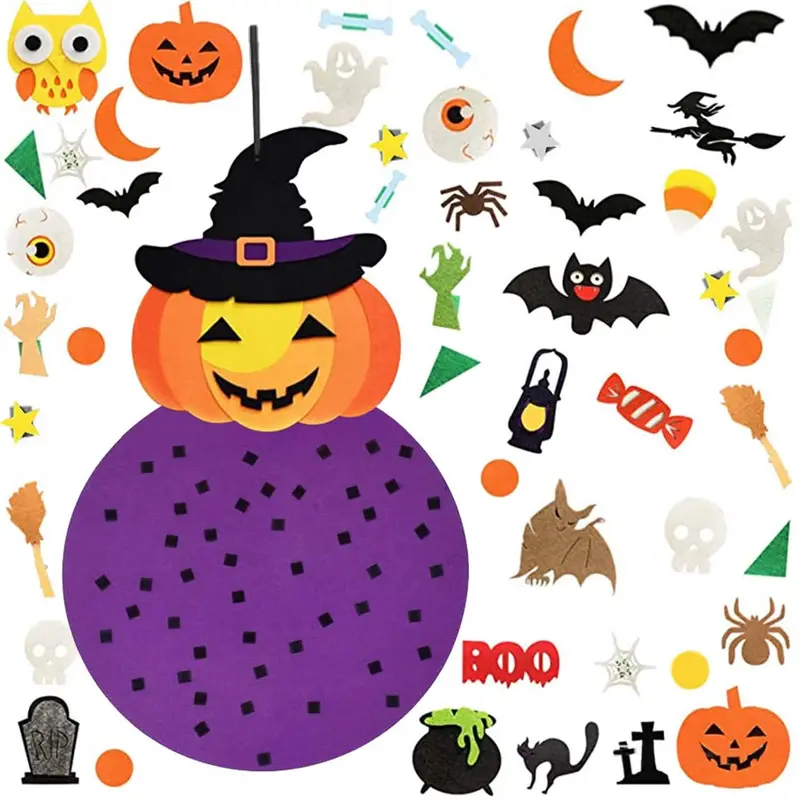 51-Piece Felt Halloween Decor Set: Pumpkin, Witch & Seasonal Hanging Ornaments 1