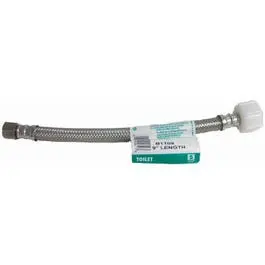 9-Inch Braided Stainless Steel Toilet Supply Line – 3/8" Compression X 7/8" Female Ballcock Thread 1