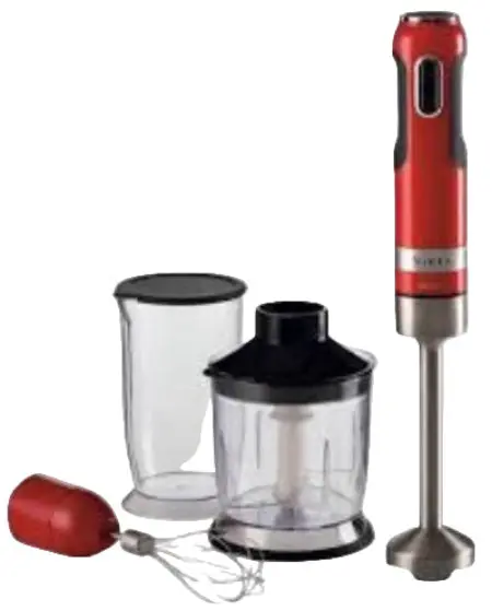 Ariete 1000 W Hand Blender – 4 Stainless Steel Blades, 10-Speed Control, Red 1