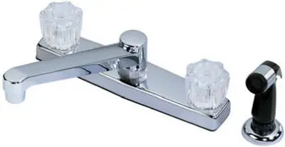 B&K Industries Two-Handle Acrylic Kitchen Faucet With Pull-Down Spray 1
