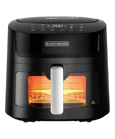 Black+Decker 7.2L Air Fryer Oven – 1800W Rapid Cooking, Viewing Window, Glossy Black Exterior 1