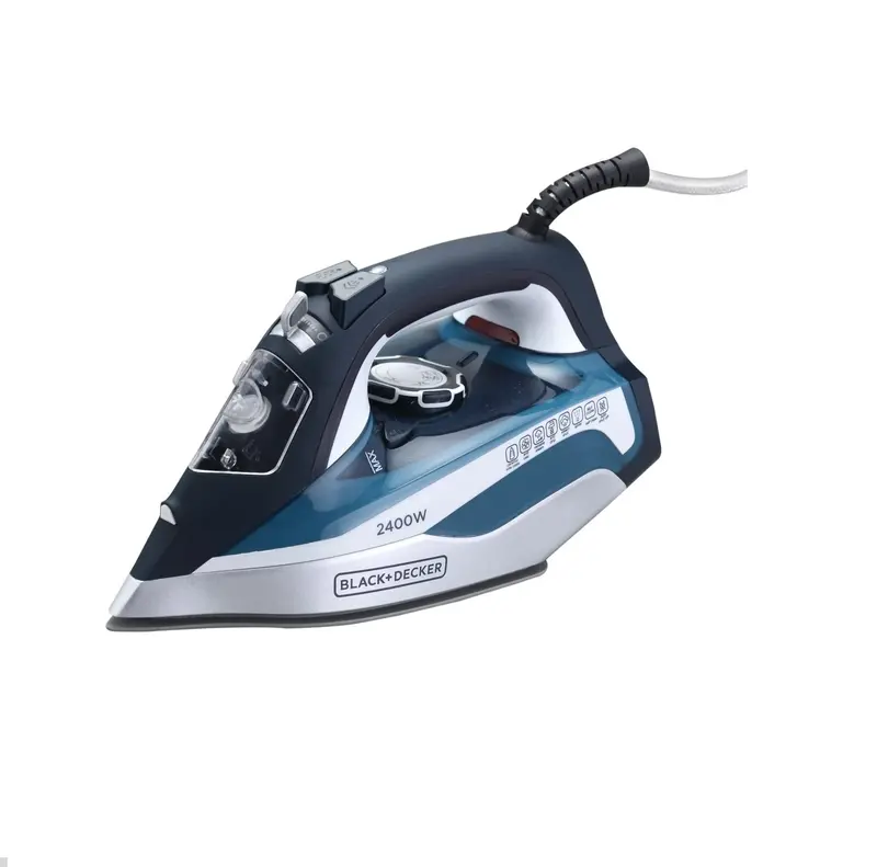 Black+Decker Ceramic Soleplate Steam Iron, 2400W, Blue Accented Housing 1