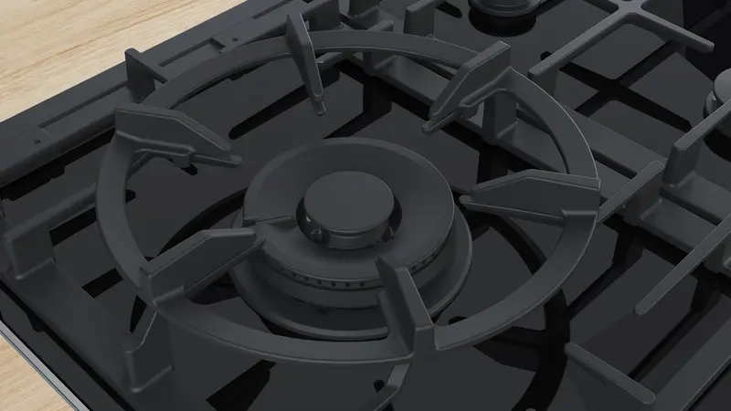 Bosch Series 8 Built-In Gas Ceramic Hob – 90 Cm Wide, 5 Burners, Matte Black Finish, Precision Control 1