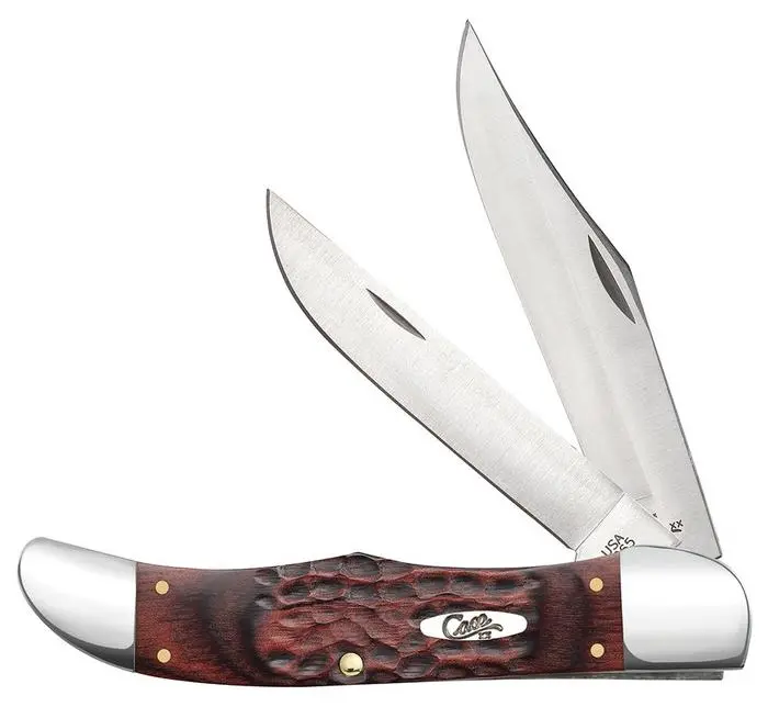 Case Rosewood Folding Hunter Pocket Knife With Genuine Leather Sheath 1