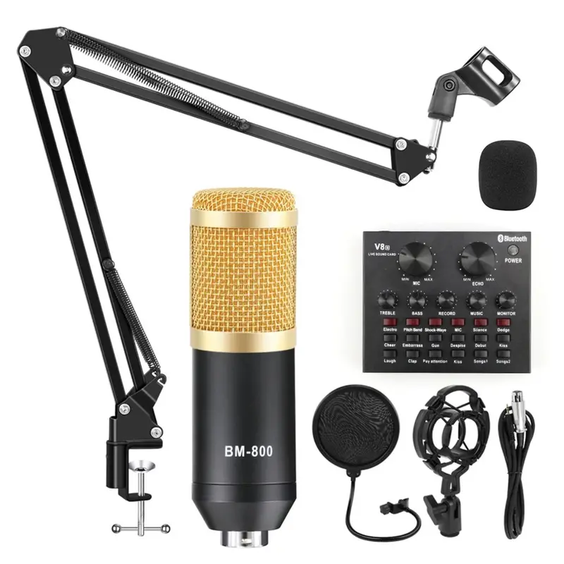 Gbt Bm-800 Condenser Microphone Kit – Includes V8 Sound Card For Studio Recording 1