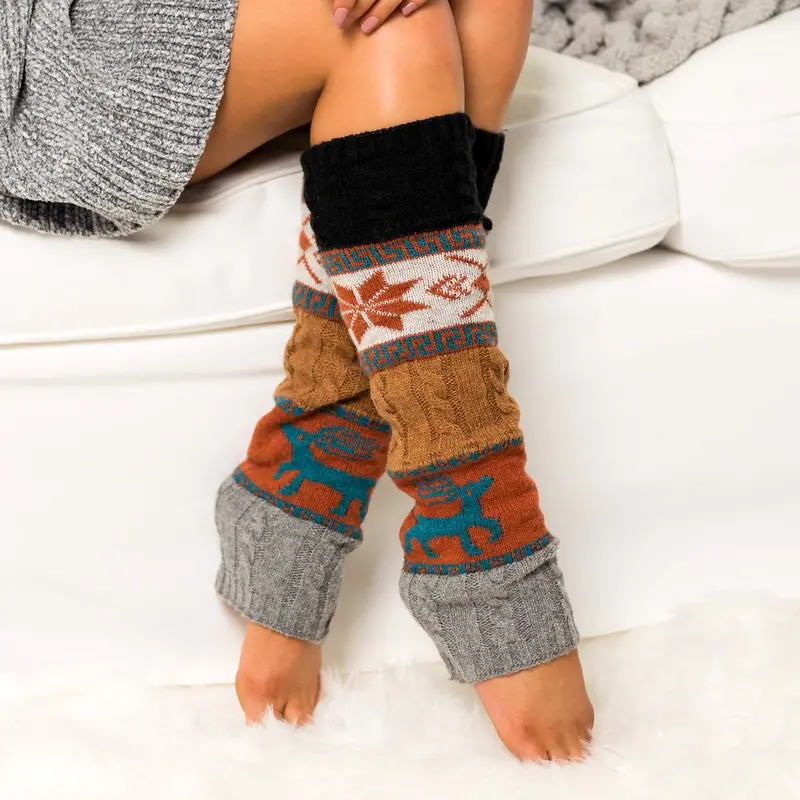 Nordic-Inspired Snowflake Knit Leg Warmers 1