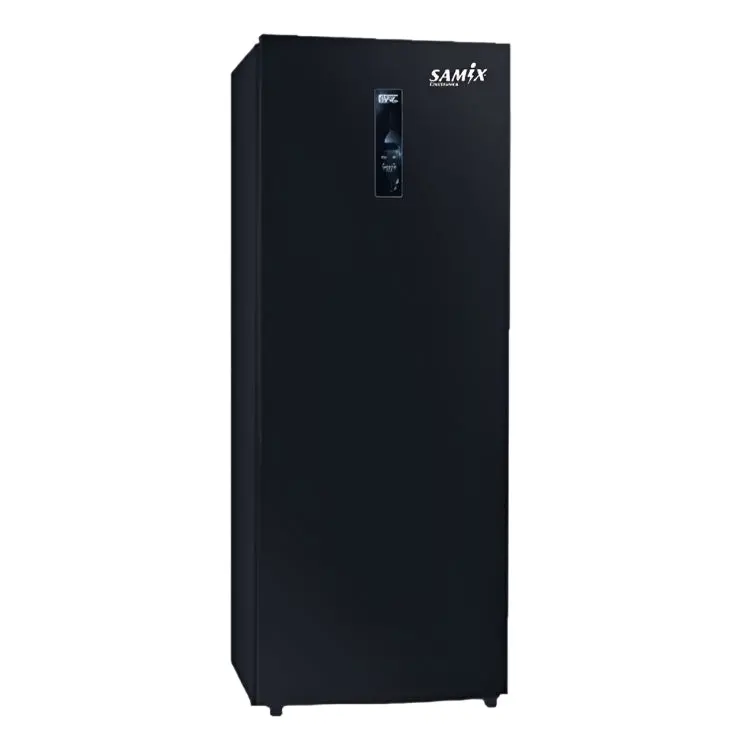 Samix Upright Freezer – 205L Digital Touch Control, Frost-Free, 6-Drawer Black Glass Design 1