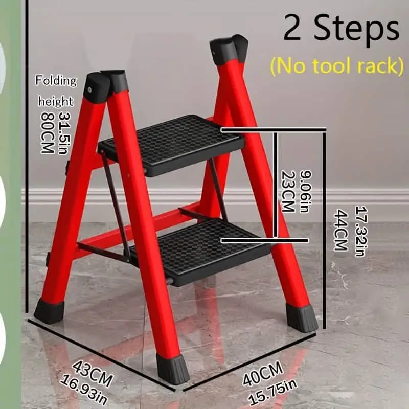 Sturdy Two-Step Folding Ladder – A-Frame Aluminum Alloy With Textured Non-Slip Steps 1