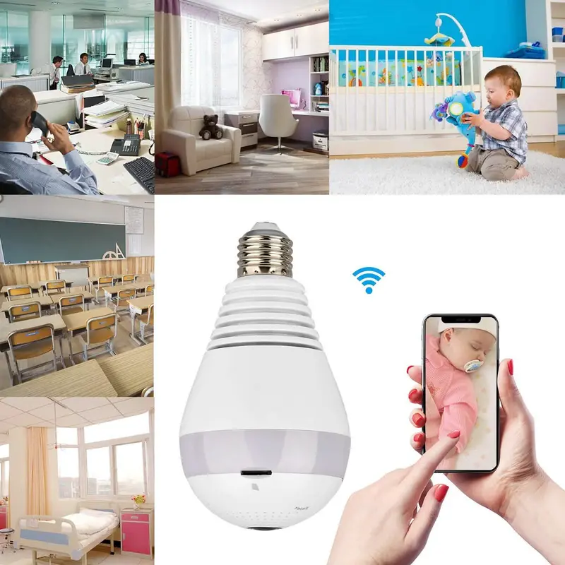 Wifi-Enabled 960P Security Light Bulb Camera – 360° Coverage 1