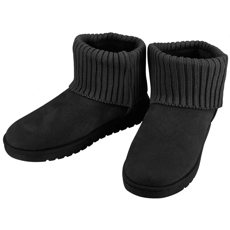 Women’S Suede Mid-Calf Winter Snow Boots – Non-Slip Rubber Sole 1